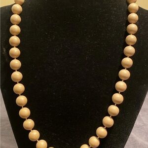 Vintage Wooden Bead Necklace Large Natural Brown Round Beads Retro Boho Jewelry
